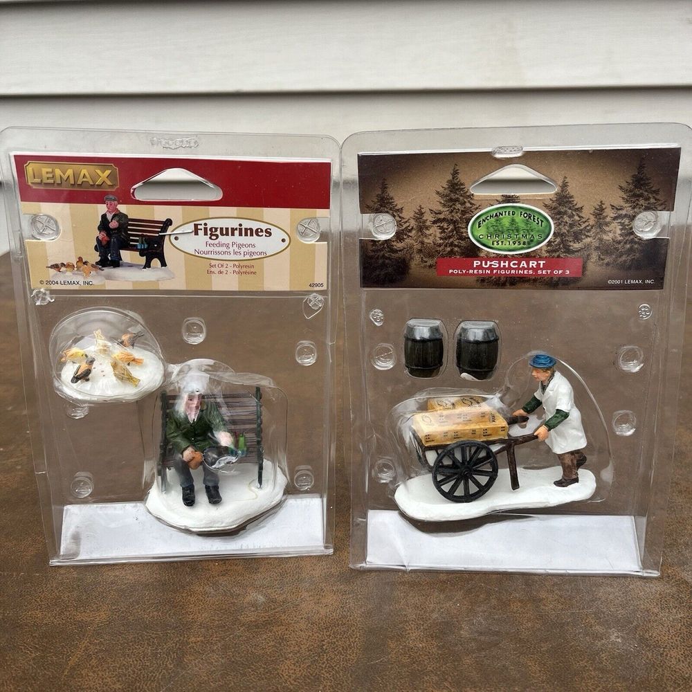 Lemax Figurines‎ Feeding Pigeons 42905 & Enchanted Forest Pushcart